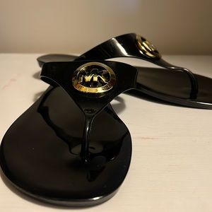 Michael Kors black rubber thong sandals